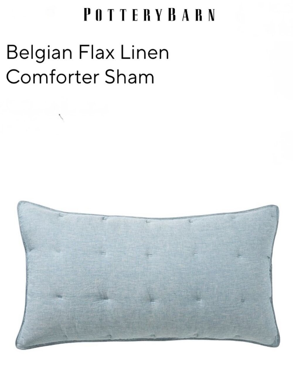 POTTERY BARN Belgian Flax Linen Quilted King Sham, Chambray